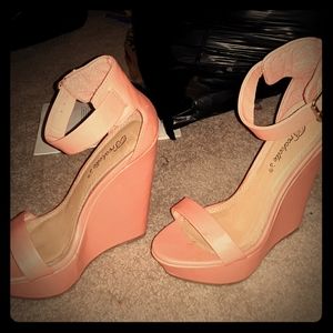 Coral wedge heels